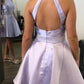 Halter Short Lavender Homecoming Dress with Beading,DS0849