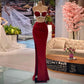 Burgundy Prom Dresses Robes De Soiree See-Through Body Sweetheart Beading Rhinestones Mermaid Evening Dress Split Pageant Gown,DS5128