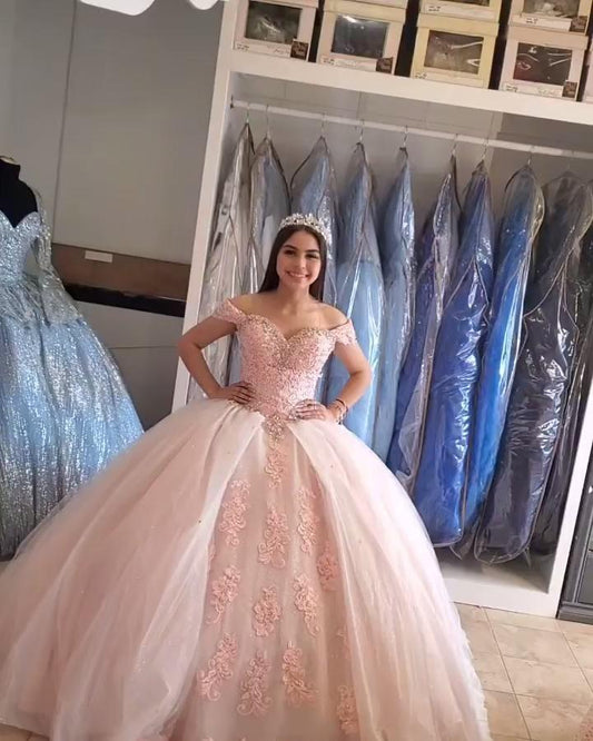 pink long prom dress, ball gown Prom Dresses,DS4358