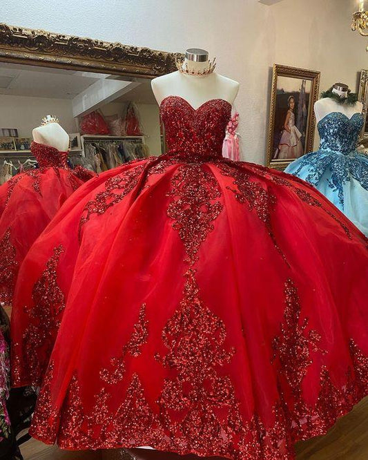 Princess red Quinceanera Dress long prom dress,DS4604