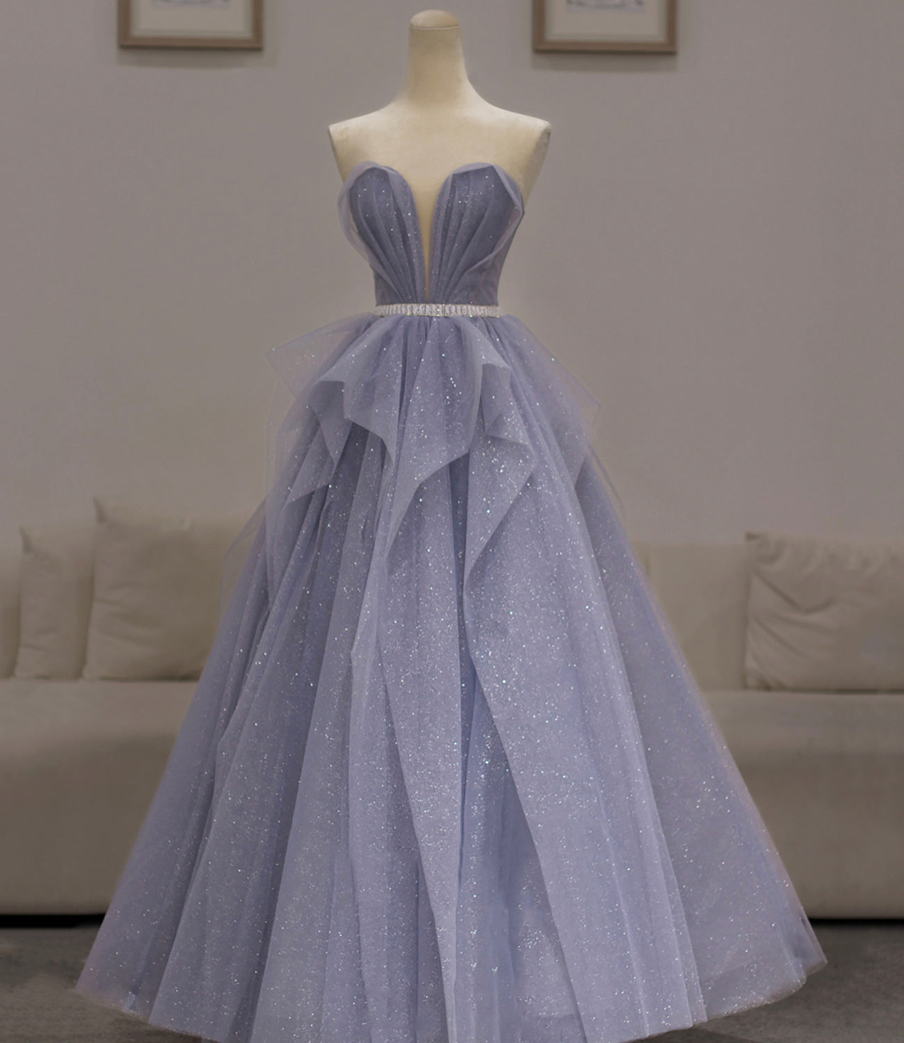 Blue sweetheart neck tulle long prom dress blue tulle formal dress,DS2024