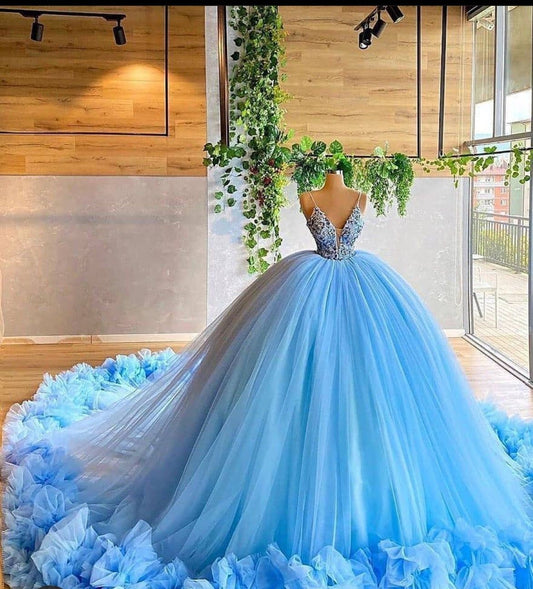 Elegant blue Ball Gown Quinceanera prom Dress For Sweet 16,DS4373