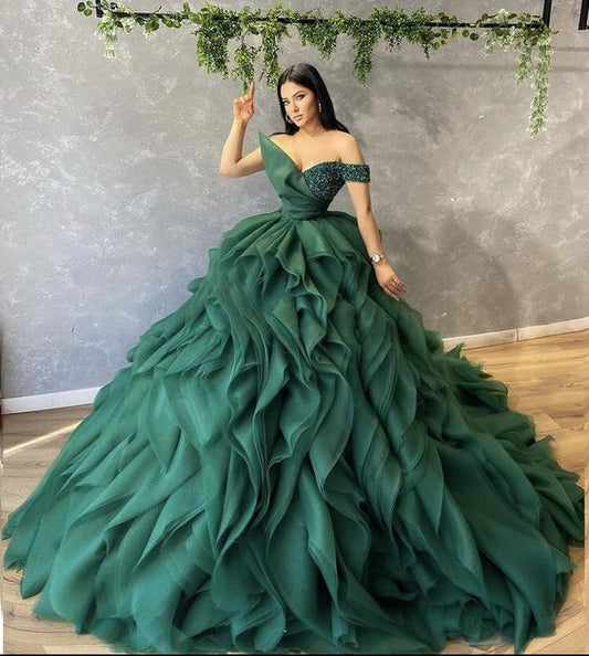 ball gown green Prom Dress, A Line Formal Evening Gowns,DS4221