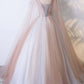 Champagne A-line Tulle Long Ball Gown with Shawl,DS4377