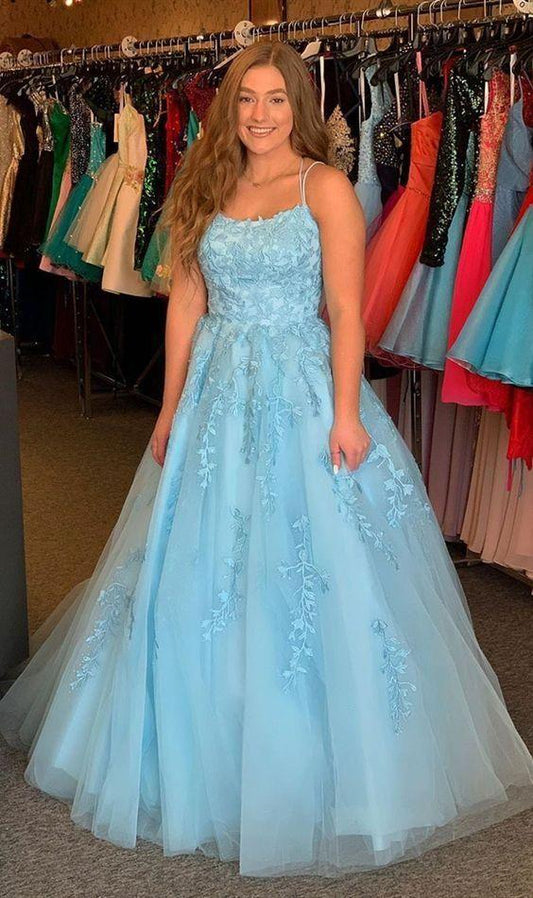 Tulle Long Prom Dresses with Appliques and Beading,Winter Formal Dresses,DS3683