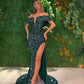 High Slit Long Sequins Mermaid Prom Dresses,DS5141