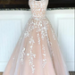 Amazing Ivory / Nude Criss-cross Back Spaghetti Lace Ball Gown Sweet 16 Tulle Lace Gown Girls Party Prom Dresses,DS4449