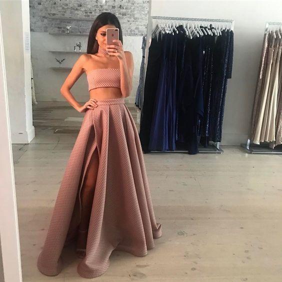 Two Piece long prom dress , sexy prom dress,DS0776