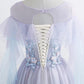 Princess Tulle Jewel Floor-length Prom Dress With Lace Appliques,DS0754