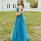 Open Back Tulle Long Prom Dress with Appliques and Beading,Formal Dress,Evening Dress,DS0699