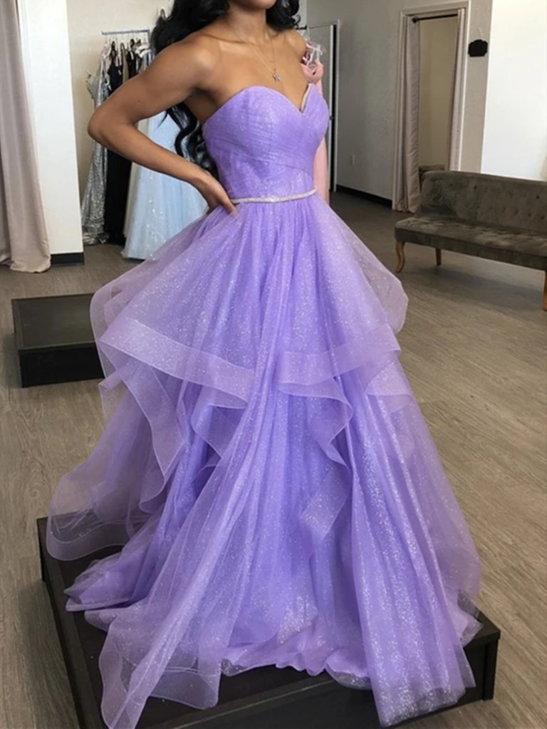 Sweetheart Neck Purple Long Prom Dresses, Purple Long Formal Evening Dresses,DS0667