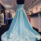 blue high low prom dress with sweetheart neckline,DS0645