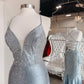 Stunning Mermaid Silver Long Prom Dress,DS0640