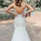Plunging V-Neck White Beaded Long Prom Dress,DS0638