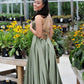 Simple green satin long prom dress, green evening dress,DS0590