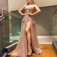 Glitter Prom Dresses Long Sweetheart Spaghetti Straps Leg Slit,DS0409