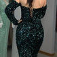 Sparkly Sequins Prom Dresses Mermaid Long Sleeves Off Shoulder,DS0407