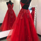 Red Long Prom Dress with Appliques and Beading ,Evening Dress,Pageant Dance Dresses,Graduation School Party Gown,DS0399