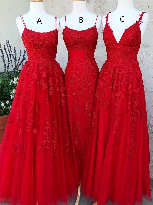 3 Types Tulle Prom Dresses With Appliques Long Evening Gowns,DS0339