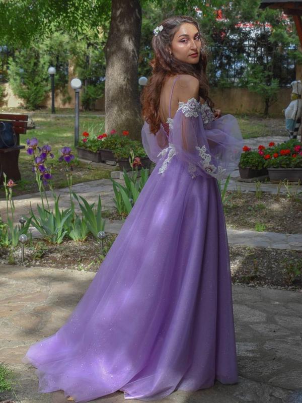 Gorgeous Rhinestone Floral Tulle A-line Prom Dresses Gowns,DS0331