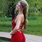Sexy Rhinestone Stretch Satin Spaghetti Straps Mermaid Prom Dresses,DS0326