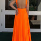 Simple Long Chiffon Halter Backless A-line Prom Dresses,DS0325