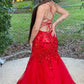 Straps Trumpet Red Sequins Long Prom Dress,DS0250