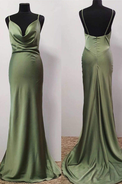 Oliver Green Cowl Neck Trump Long Prom Dress,DS0246