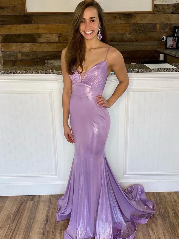 Spaghetti Straps Sequin Lilac Sparkly Mermaid Sexy Long Prom Dresses,DS0227
