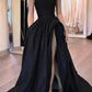 New Arrival Simple Black Strapless Prom Dresses Modest Evening Dresses,DS0225