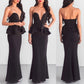 Mermaid Sweetheart Neck Black Floor Length Prom Dress with Ruffles,DS0164