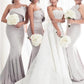 Strapless Silver Mermaid Elegant Long Sleeveless Prom Dresses,Bridesmaid Dresses,DS4036
