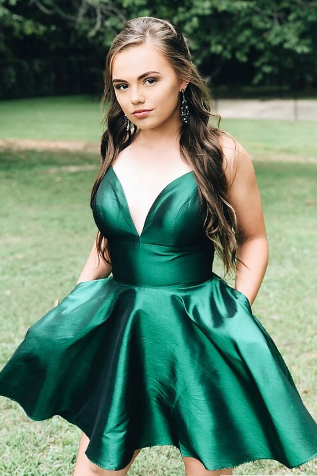 Short Dark Green Prom Dress Homecoming Dress,Simple Prom Dress with Spaghetti Straps,DS0964