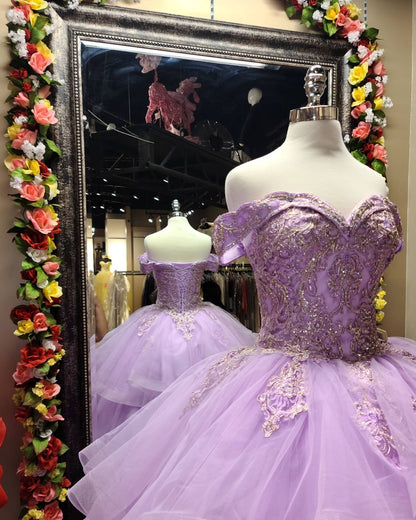 Princess Off the Shoulder Lilac Quincerean Dress,DS3133