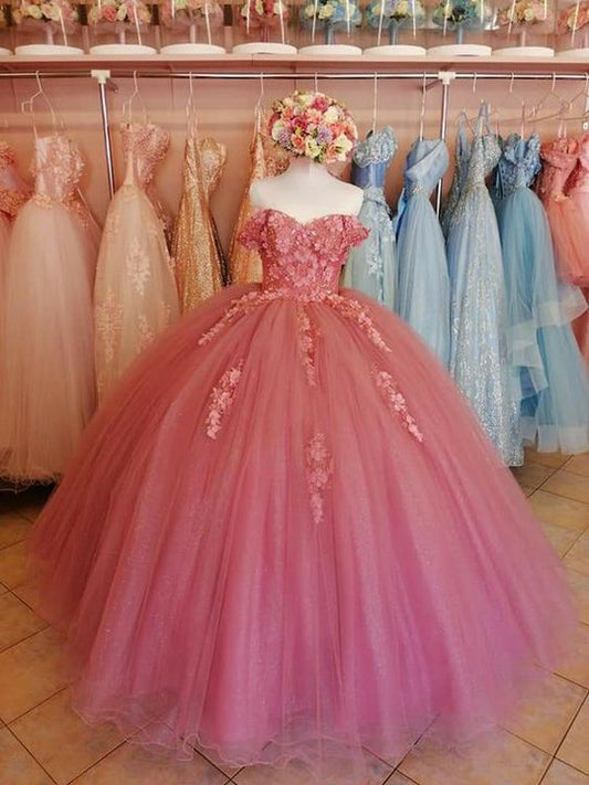 Ball Gown Pink Sweet 16 Dress Long Prom Dresses Evening Gowns Party Dress,DS4391
