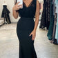 Mermaid Black V Neck Prom Dresses Evening Dress,DS5142