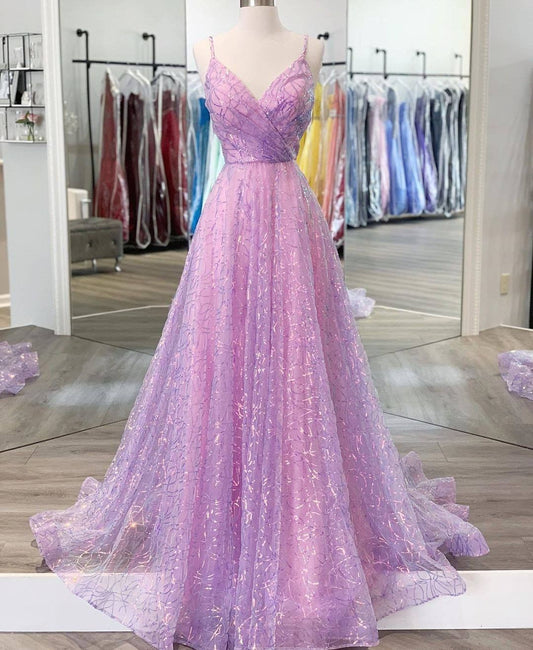 A-line Lilac Long Formal Dress,DS3132