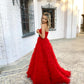 Princess Red Tiered Long Ball Gown,DS3148