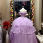 Princess Off the Shoulder Lilac Quincerean Dress,DS3133