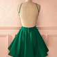 Cute green backless short prom dress, green homecoming dress ,DS0966