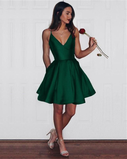 A-line Short Prom Dress Dark Green Homecoming Dress,DS0809