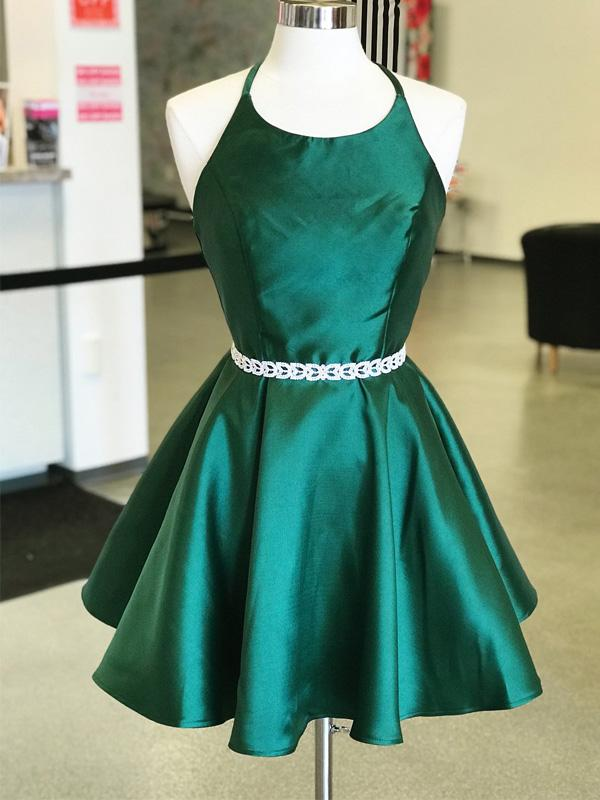 Sexy Emerald Green Backless Simple Short Cheap Homecoming Dresses ,DS0965