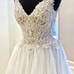 White v neck lace long ball gown evening dress,DS3909