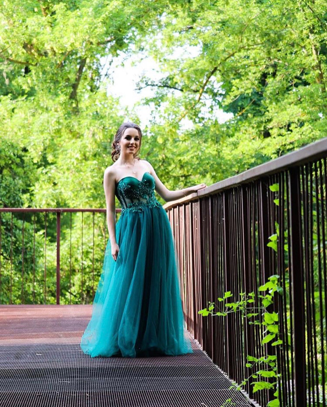 Emerald Corset Tulle Prom Gown Evening Wedding Dress Cocktail Sweetheart Neckline Beaded Lace Bridal,DS4546