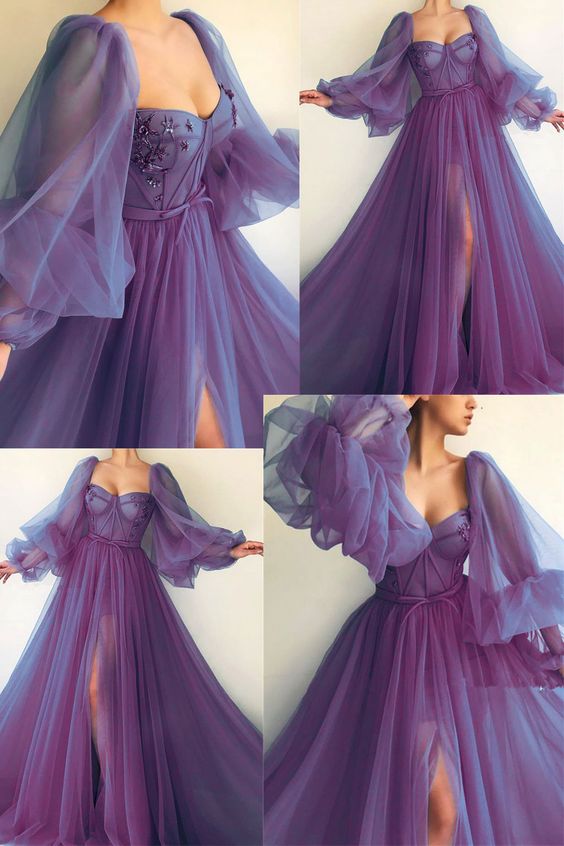 Puff Sleeve Prom Dresses formal prom dress ,DS4529