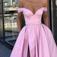 Off Shoulder Pink High Slit Prom Dresses, Off Shoulder Formal Dresses, Graduation Dresses,DS1853