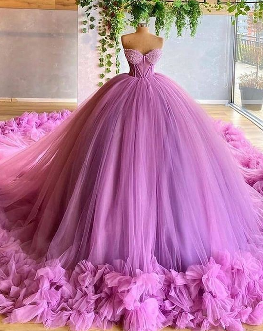 Gorgeous Sweetheart Lavender Tulle Ball Gown Dress,DS0375