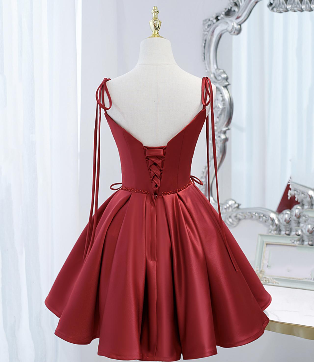 Homecoming Dresses,satin lace-up short prom dress party dress,DP24563