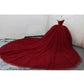 RED GOTHIC BEADING OFF-THE-SHOULDER BALL GOWN WEDDING DRESS,DS4599