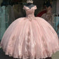 Short Cap Sleeve Pink Flowers Quinceanera Dress for 16 Year Ball Gown,DS4398